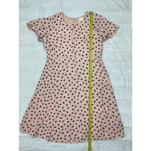 Anthropologie Maeve Geoplanes Dress 10 Short Sleeve Peach Floral - Picture 7 of 7